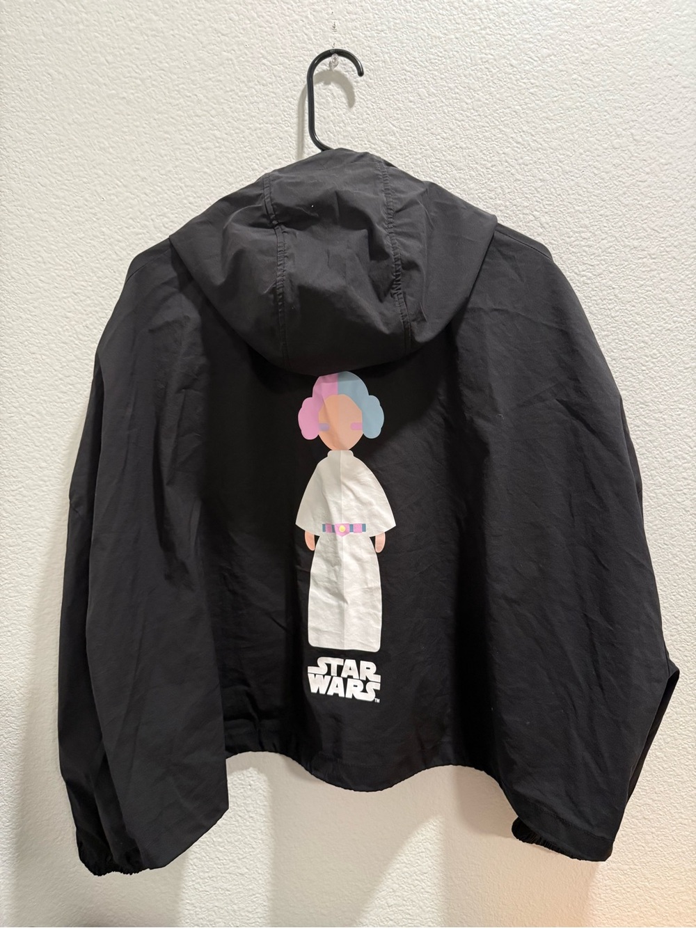 Zara Star Wars Black Zip Up Hooded Windbreaker Jacket